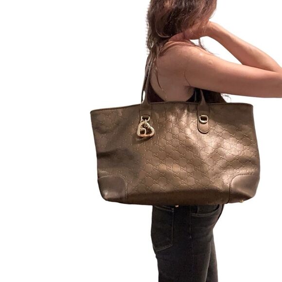Gucci brown leather gg tote - Picture 1 of 10